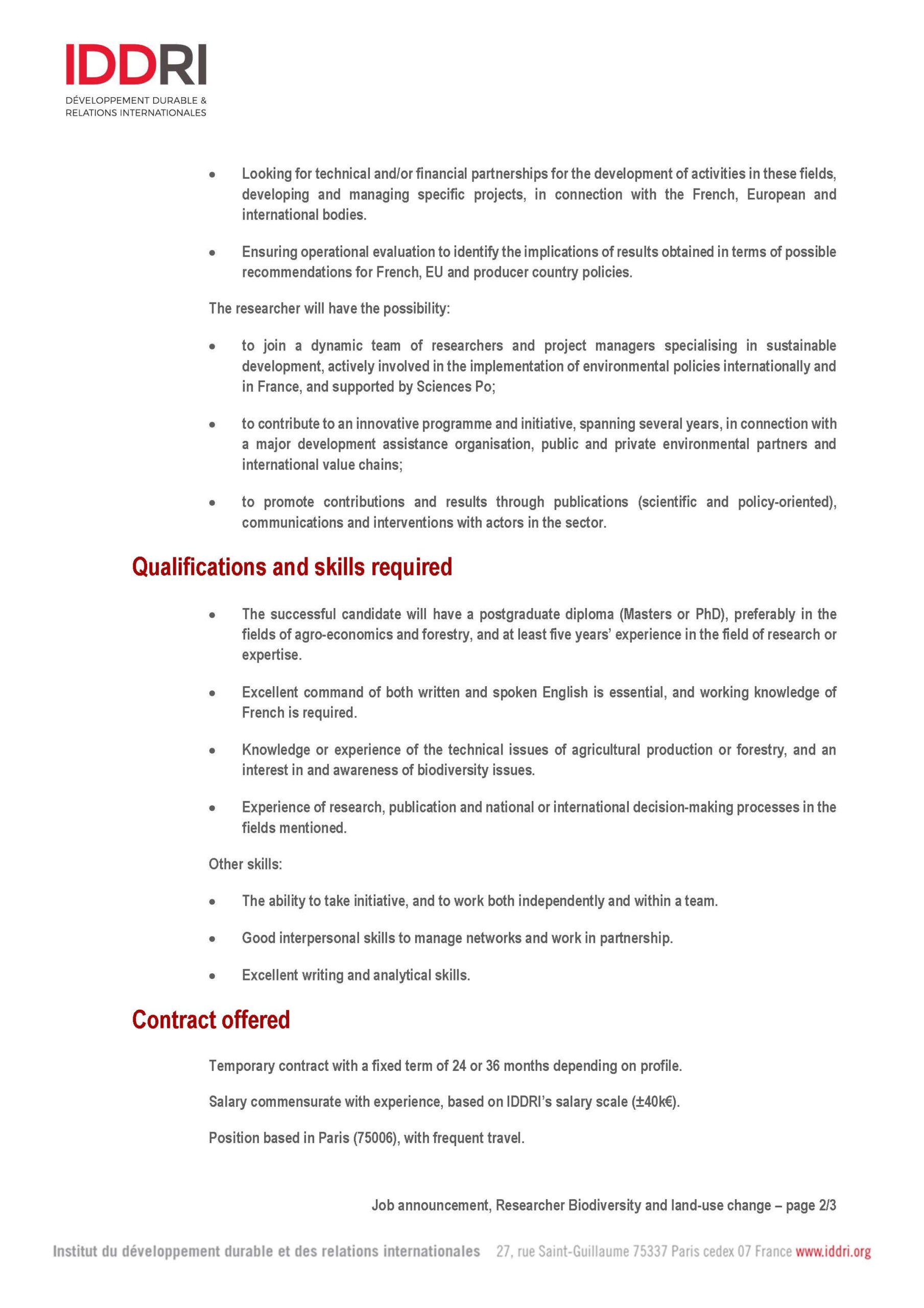 IDDR | Vacancy Research Fellow Biodiversity and Land-use Change – LANDac